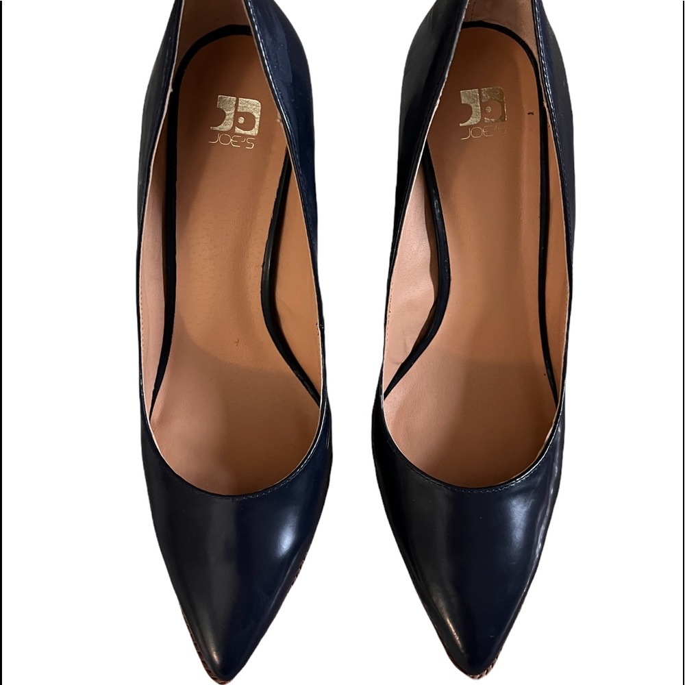 NWOT Joe’s Navy Blue Leather Stacked Heel - Size 9